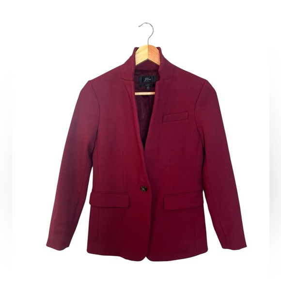 J Crew Regent blazer in four-season stretch in burgundy 0 Petite - Picture 2 of 6